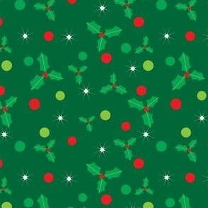 Christmas holly berry with dots green 