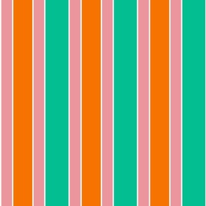 Tropical Stripes Small / Bold Modern Colors / Green Pink and Orange / Fun Stripes