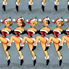 merry Christmas xmas sexy Cabaret showgirl chorus girl line dancers synchronized  theatrical revue red grey gray blonde brunette burlesque vintage retro kitsch  