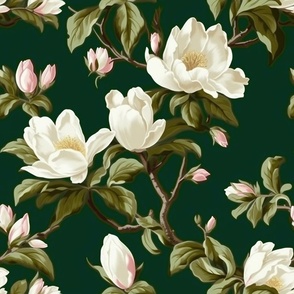 Magnolia Cottage - Forest Green Wallpaper - New for 2023