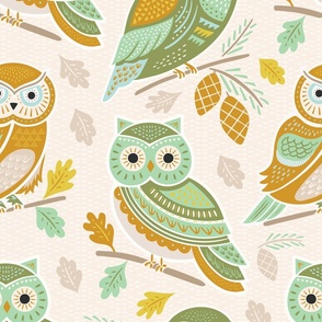 Woodland Owls | Green and Gold