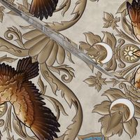 Beige Damask pattern with falcon