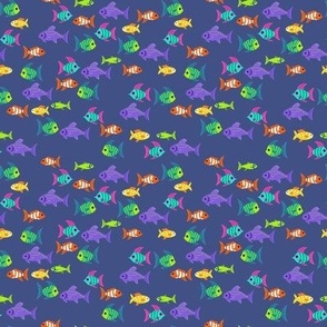 Colorful Tropical Fish - Bright Colors on Dark Blue - shw1043 small scale