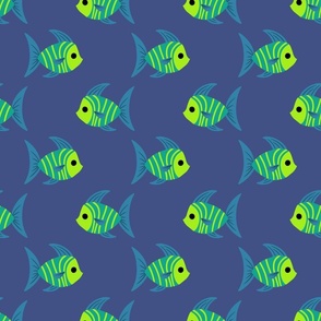 Colorful Tropical Fish - bright Green and Blue Stripes - shw1044 medium scale