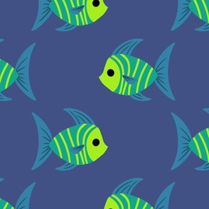 Colorful Tropical Fish - bright Green and Blue Stripes - shw1044 large scale