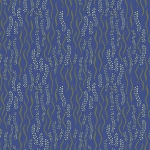Seaweed Stripes - Wavy Bands of Green Seaweed and Kelp in a Dark Blue Ocean - shw1046 small scale