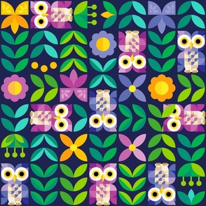 Purple Owls in the Moonlight Garden – 2.5" wide