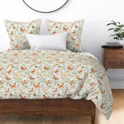 Monarch Butterflies Lg – Orange Butterfly Fabric, Garden Floral, Flowers & Butterflies Fabric (eggshell)