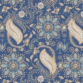 12" x14"  Falling Leaf Paisley in Blue by Audrey Jeanne