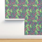 Botanicals and Dots - Hand drawn Design - Green, Pink, Teal Blue