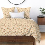 Monarch Butterflies MD – Orange Butterfly Fabric, Garden Floral, Flowers & Butterflies Fabric (apricot)
