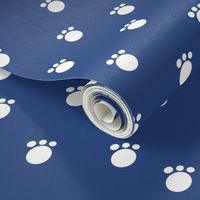 Dog White Paw Prints on Blue Background (Big)