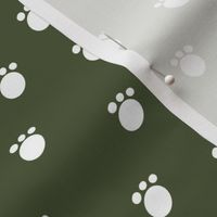 Dog White Paw Prints on Green Background (Small)