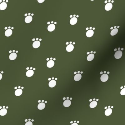 Dog White Paw Prints on Green Background (Small)