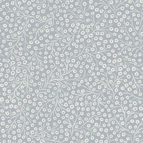 tiny floral_creamy white, french grey blue_micro mini rustic vintage flowers