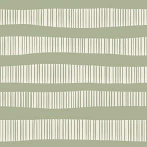 Wonky Striped Stripes _ Creamy White_ Light Sage Green _ Hand Drawn Geometric