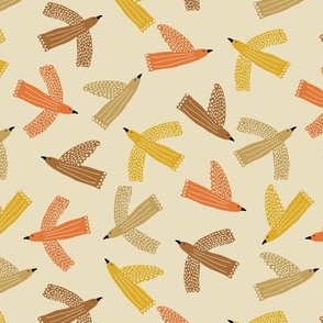Whimsy flying birds in earth tones - Small scale