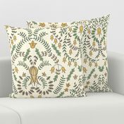 Folk Damask of Clematis in Yellow, 21" 