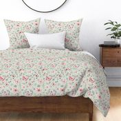 Butterflies Lg – Girly Pink Butterfly Fabric, Garden Floral, Flowers & Butterflies Fabric (honeydew)