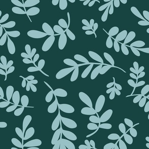 Simple Leafy Scatter – Bayou Teal and Light Blue - Large