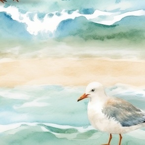 Seagulls On The Beach Coastal Print