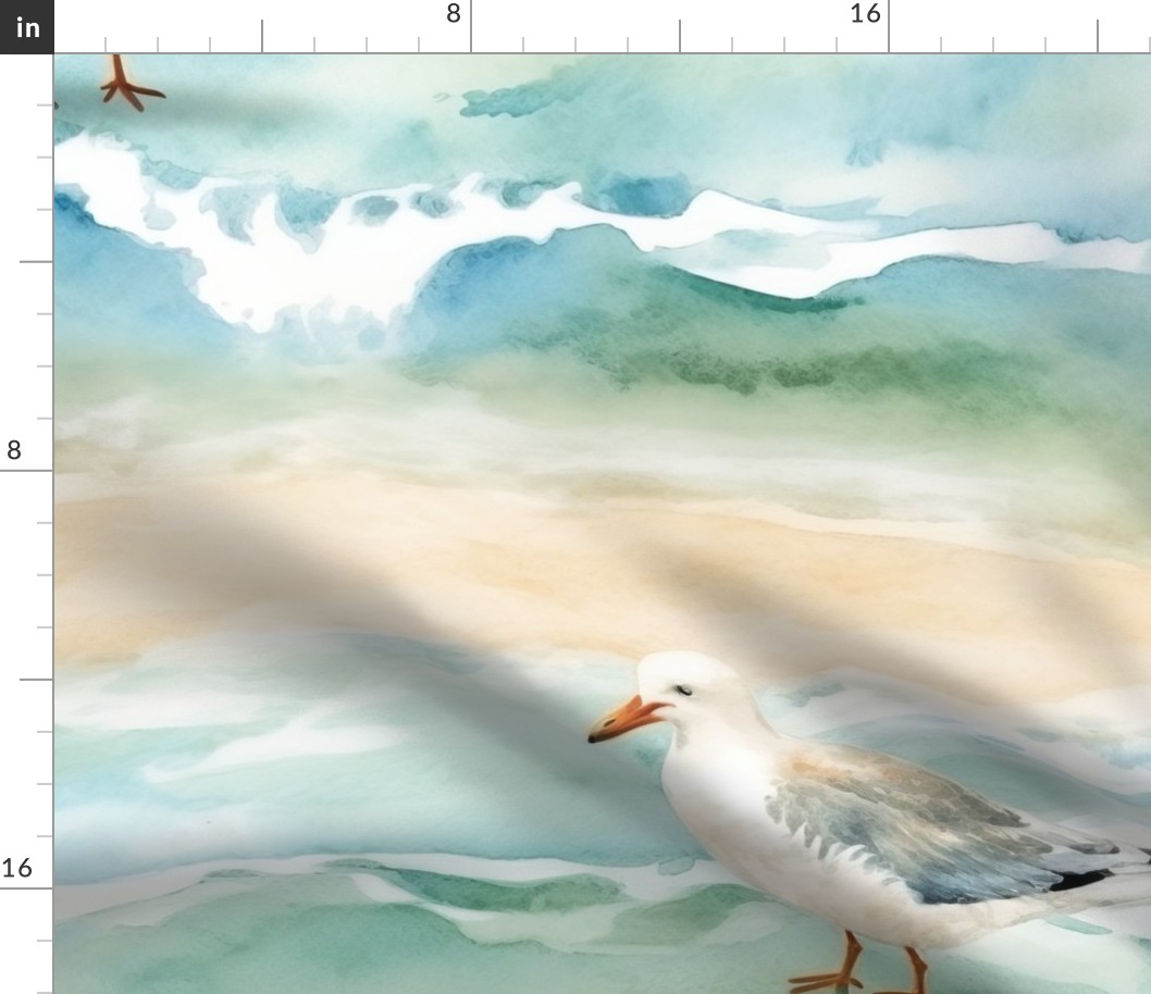 Seagulls On The Beach Coastal Print