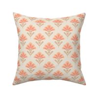 Geometric symmetric floral in peach fuzz, color of the year