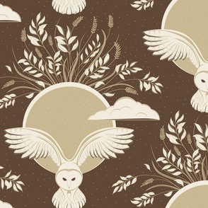 Night Owl | Brown and Ecru | Wallpaper and Home Decor