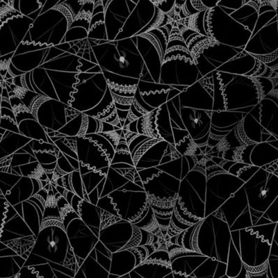 Spiderweb Lace Black and White Monochromatic Noir Goth Meadow | Spooky Gothic Halloween Costume Scary Spiders Seasonal