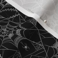 Spiderweb Lace Black and White Monochromatic Noir Goth Meadow | Spooky Gothic Halloween Costume Scary Spiders Seasonal