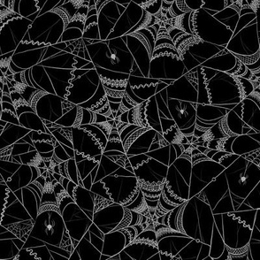 Spiderweb Lace Black and White Monochromatic Noir Goth Meadow | Spooky Gothic Halloween Costume Scary Spiders Seasonal