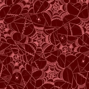 Spiderweb Lace Crimson Vampire Red Goth Meadow | Spooky Gothic Halloween Costume Scary Spiders Seasonal