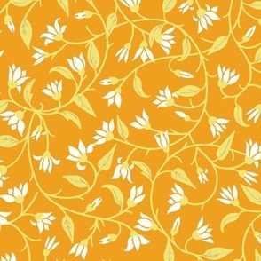  Indie floral swirl in victorian floral non-directional with light yellow and natural white on gold