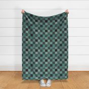 Aqua Green Checkerboard Design with Dots