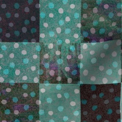 Aqua Green Checkerboard Design with Dots