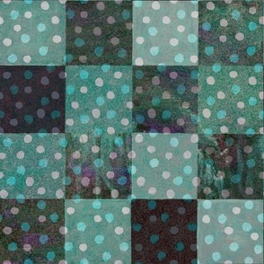 Aqua Green Checkerboard Design with Dots