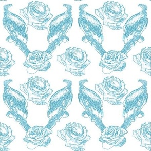 Turquoise Vultures and Roses (lines)