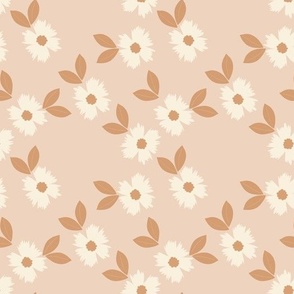 Large Scale // Ditsy Floral Garden Wildflowers on Lightest Blush Rose Pink