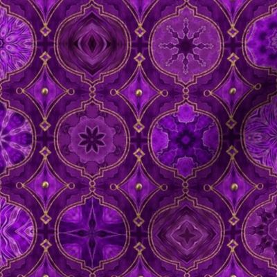 Treasures of Morocco Oriental Tile Design Plum Fuchsia Purple Gold