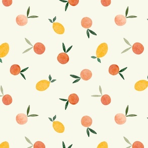 Ditsy Citrus fruit Oranges and Lemons 