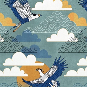 Bold Oriental Style Secretary Birds - Medium Scale