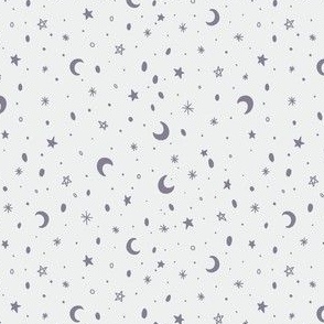 little moons and stars white purple