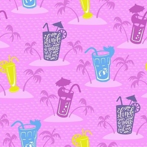 Under The Palms Pink Tropical Vacation Print With Lettering