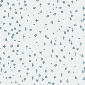 stars and sparks white teal