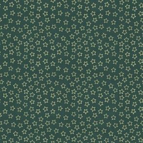 Sparkly gold stars on woven dark green background small