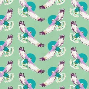 Birds of prey - Harrier sky dancing 3. Mint Green and Pink • Small