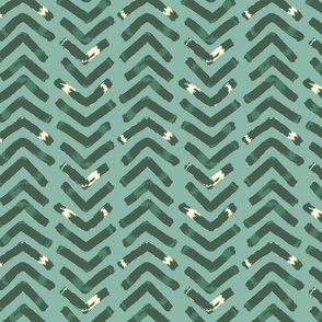 Upward and Downward Caret Pattern in Green and Yellow, on Light Green Background (medium)