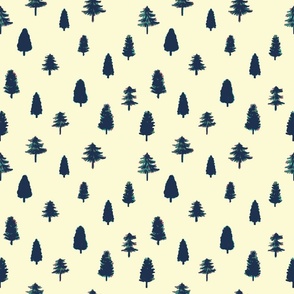 Coniferous Trees in Dark Blue and Yellow Background (small)