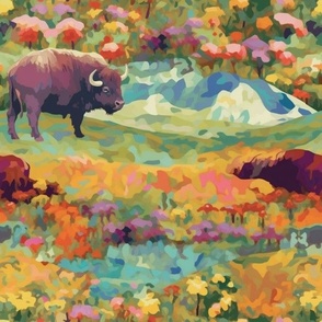 Bison in the meadow 