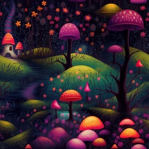Forest with mushrooms 